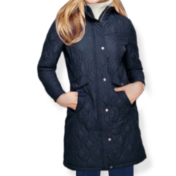 Lands’ End Quilted PrimaLoft Barn Jacket, Size Large Petite (14-16), Navy, $65 - Picture 1 of 5